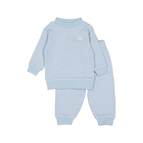 Feetje unisex wafel pyjama lichtblauw Jongens/Meisjes Katoen Ronde hals