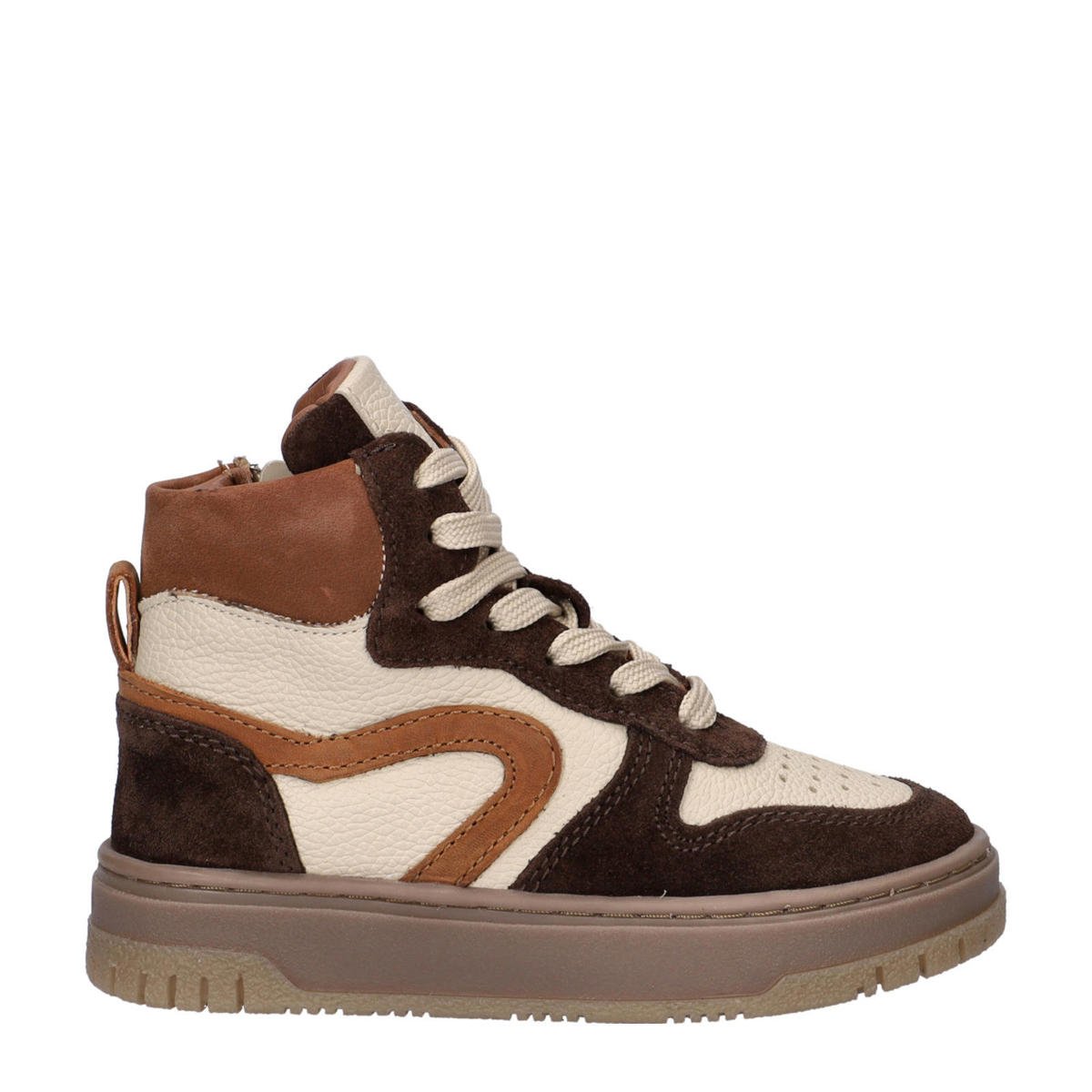 Nelson Kids leren sneakers bruin/beige