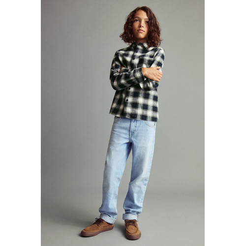 Mango Kids overhemd donkerblauw Jongens Katoen Klassieke kraag Ruit - maat 116 afbeelding