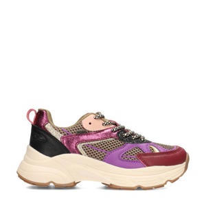 chunky sneakers paars/bruin