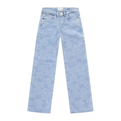 Cars gebloemde loose fit jeans light blue denim Blauw Bloemen - maat 158 afbeelding