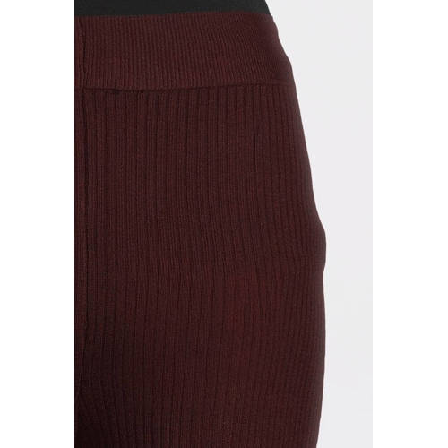 LOVE2WAIT straight high waist zwangerschaps broek donkerrood rib gebreid Dames Acryl - maat 36-38 afbeelding