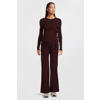 LOVE2WAIT straight high waist zwangerschaps broek donkerrood rib gebreid