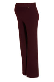 thumbnail: LOVE2WAIT straight high waist zwangerschaps broek donkerrood rib gebreid