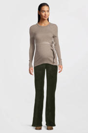 thumbnail: LOVE2WAIT straight high waist zwangerschaps broek donkergroen rib gebreid