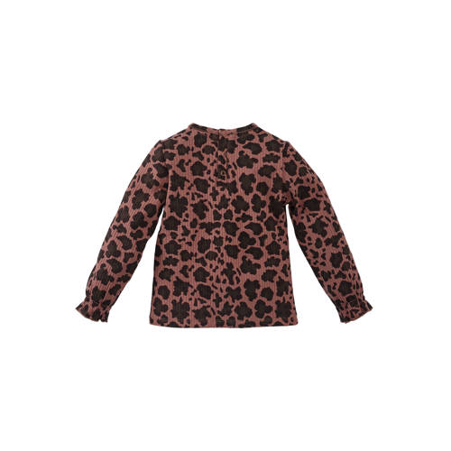 Z8 mini longsleeve Jaina met panterprint bruin Meisjes Stretchkatoen Ronde hals - maat 104 afbeelding