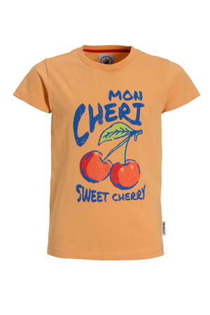 regular T-shirt Ruby met backprint oranje