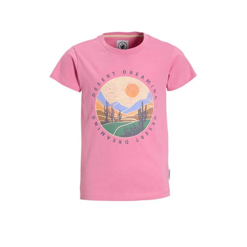 Me & My Monkey T-shirt roze Meisjes Katoen Ronde hals Printopdruk - maat 122/128 afbeelding