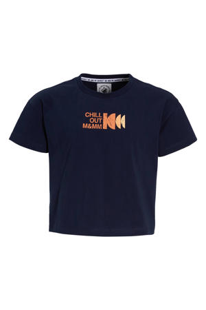 boxy T-shirt Avery met backprint donkerblauw