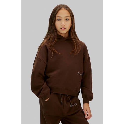 Calvin Klein hoodie donkerbruin Sweater Tekst - maat 140 afbeelding
