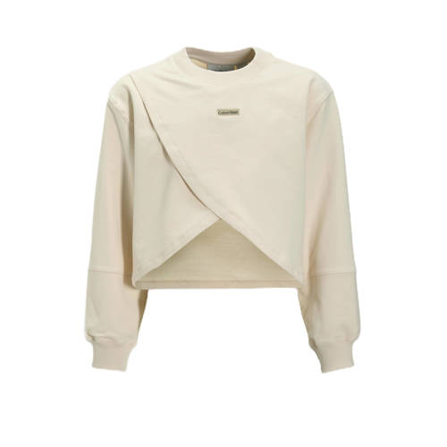 Calvin Klein sweater lichtgrijs Meisjes Stretchkatoen Ronde hals Effen - maat 152 afbeelding