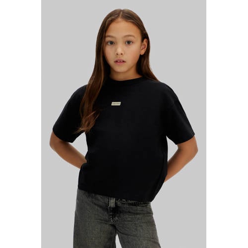 Calvin Klein T-shirt zwart Meisjes Stretchkatoen Ronde hals Effen - maat 152 afbeelding