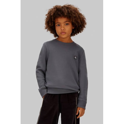 Calvin Klein sweater Grijs Jongens/Meisjes Katoen Ronde hals Logo - maat 176 afbeelding