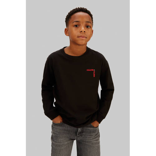 Calvin Klein longsleeve met backprint zwart Jongens Katoen Ronde hals Backprint - maat 128 afbeelding