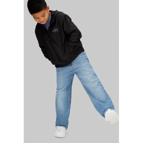 Calvin Klein tussenjas zwart Jongens Polyester Capuchon Logo
