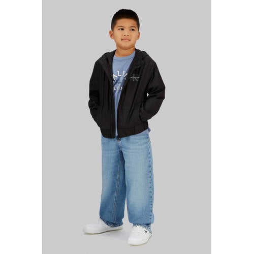 Calvin Klein tussenjas zwart Jongens Polyester Capuchon Logo