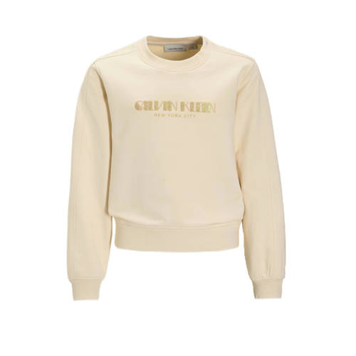 Calvin Klein sweater met glitters ecru Logo - maat 176 afbeelding