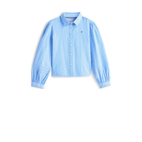 Tommy Hilfiger gestreepte blouse blauw Meisjes Katoen Klassieke kraag Streep