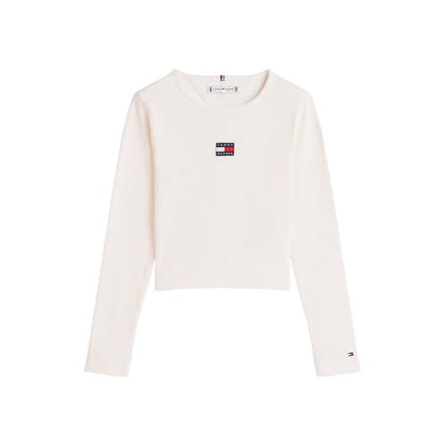Tommy Hilfiger longsleeve wit rib gebreid Meisjes Stretchkatoen Ronde hals - maat 176 afbeelding