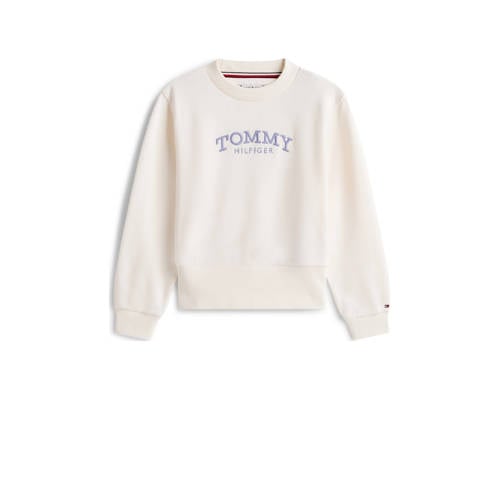 Tommy Hilfiger sweater ecru Meisjes Stretchkatoen Ronde hals Logo - maat 116 afbeelding