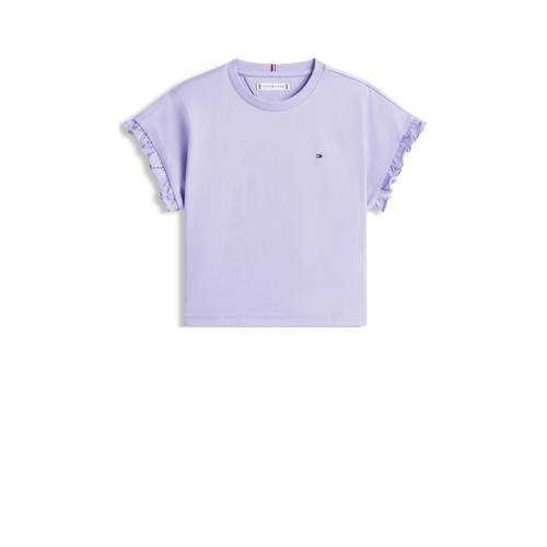 Tommy Hilfiger T-shirt lila Paars Meisjes Katoen Ronde hals Effen - maat 140 afbeelding