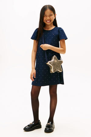 mini jurk met stippen donkerblauw