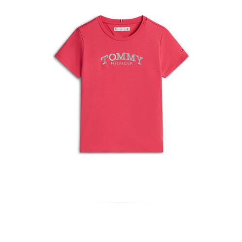 Tommy Hilfiger T-shirt rood Meisjes Katoen Ronde hals Logo - maat 176 afbeelding