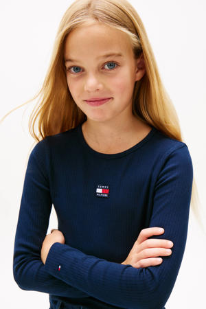 longsleeve donkerblauw rib gebreid