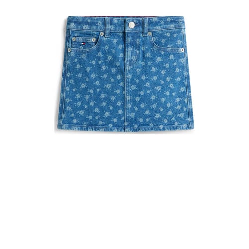 Tommy Hilfiger denim gebloemde spijkerrok light blue denim Blauw Bloemen - maat 140 afbeelding