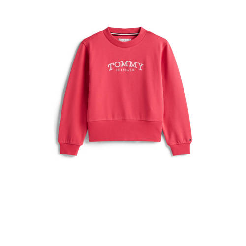 Tommy Hilfiger sweater rood Meisjes Stretchkatoen Ronde hals Logo - maat 110 afbeelding