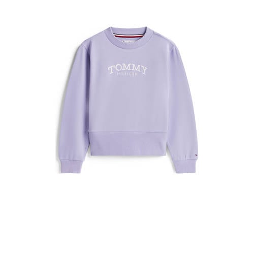 Tommy Hilfiger sweater lila Paars Meisjes Stretchkatoen Ronde hals Logo