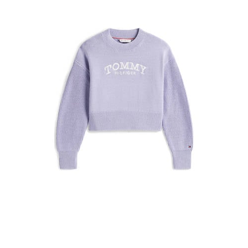 Tommy Hilfiger sweater lila Paars Meisjes Katoen Ronde hals Logo - maat 164 afbeelding