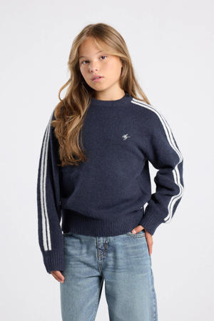 trui donkerblauw fijn gebreid
