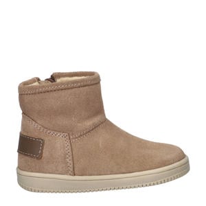 gevoerde suède enkelboots beige