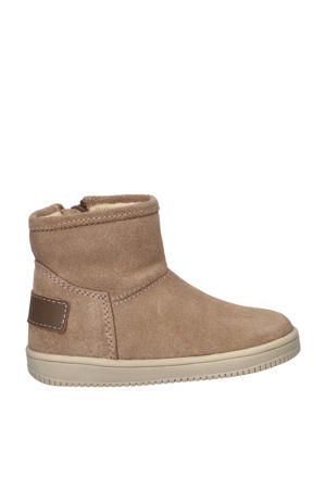 gevoerde suède enkelboots beige