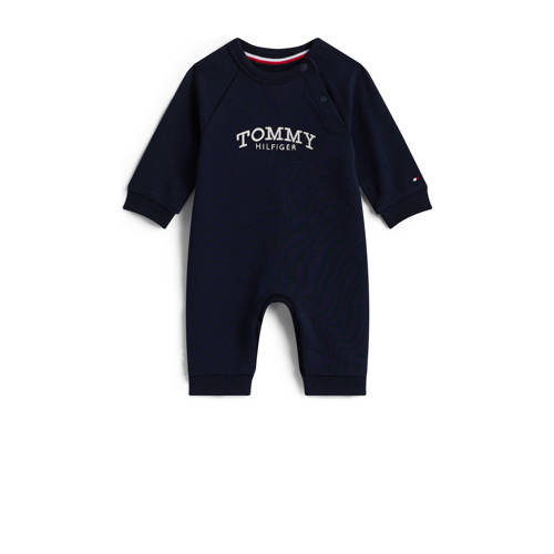 Tommy Hilfiger boxpak met logoborduursel donkerblauw Jongens/Meisjes Stretchkatoen Ronde hals - maat 56 afbeelding