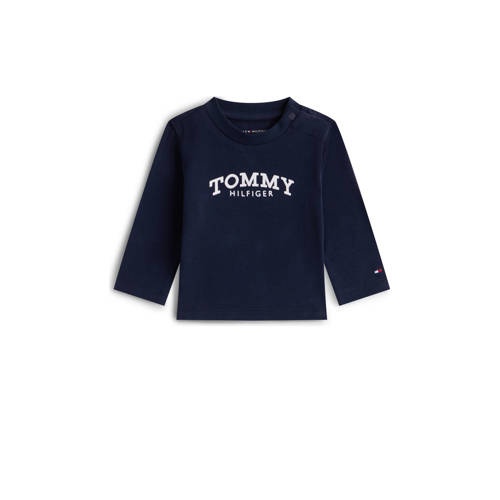 Tommy Hilfiger longsleeve donkerblauw Jongens/Meisjes Stretchkatoen Ronde hals - maat 56 afbeelding