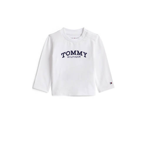 Tommy Hilfiger longsleeve wit Jongens/Meisjes Stretchkatoen Ronde hals - maat 74 afbeelding