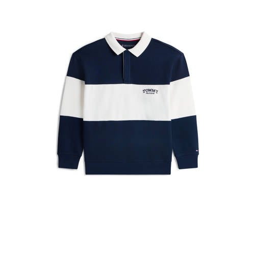 Tommy Hilfiger gestreepte polo donkerblauw Jongens Katoen Polokraag Streep - maat 164 afbeelding