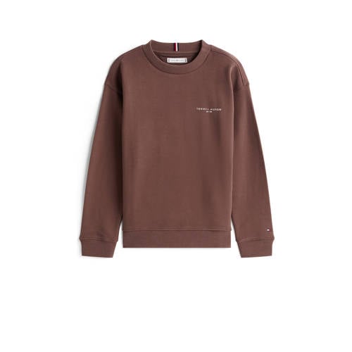 Tommy Hilfiger sweater donkerbruin Jongens/Meisjes Katoen Ronde hals Effen - maat 122 afbeelding