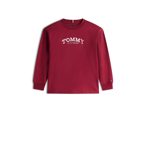 Tommy Hilfiger longsleeve rood Jongens Katoen Ronde hals Logo - maat 152 afbeelding