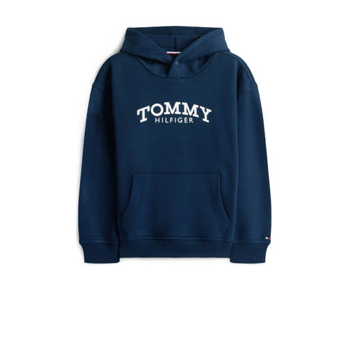 Tommy Hilfiger sweater donkerblauw Jongens Katoen Capuchon Logo - maat 164 afbeelding