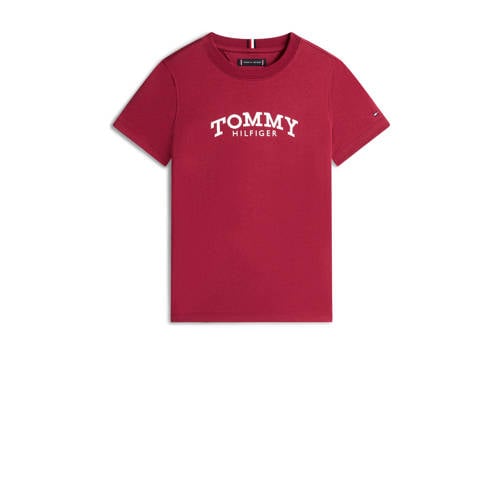 Tommy Hilfiger T-shirt rood Jongens Katoen Ronde hals Logo - maat 110 afbeelding