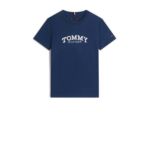 Tommy Hilfiger T-shirt donkerblauw Jongens Katoen Ronde hals Logo - maat 104 afbeelding