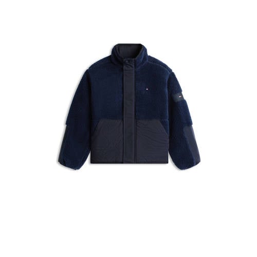 Tommy Hilfiger teddy jas herfst winter donkerblauw Effen - maat 164 afbeelding