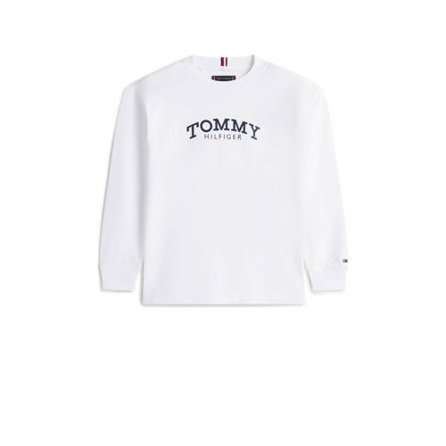 Tommy Hilfiger longsleeve wit Jongens Katoen Ronde hals Logo - maat 92 afbeelding