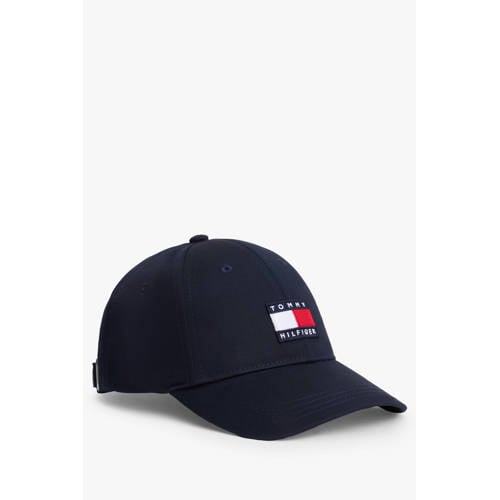 Tommy Hilfiger pet met vlaglogo donkerblauw Jongens/Meisjes Katoen Logo - maat L-XL afbeelding