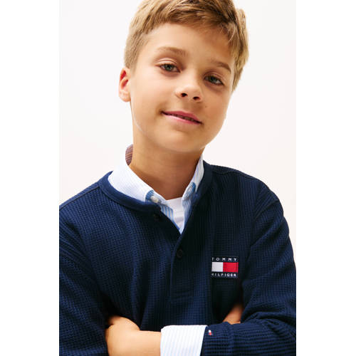 Tommy Hilfiger longsleeve donkerblauw Jongens Katoen Ronde hals Effen