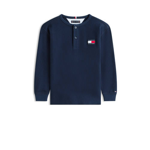 Tommy Hilfiger longsleeve donkerblauw Jongens Katoen Ronde hals Effen - maat 176 afbeelding