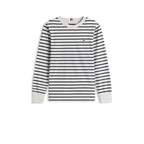 Tommy Hilfiger gestreepte T-shirt lichtgrijs Jongens Katoen Ronde hals - maat 116 afbeelding